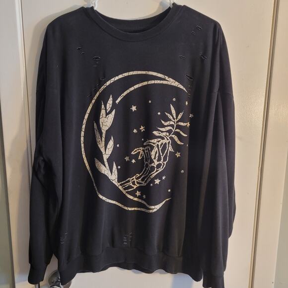 Modish Rebel Moon Stars Graphic Sweatshirt Sz S Distressed Grunge Celestial - Picture 3 of 13